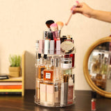 New Design Best Quality Acrylic Makeup Storage Box Round Rotating Portable Cosmetic Organizer Box