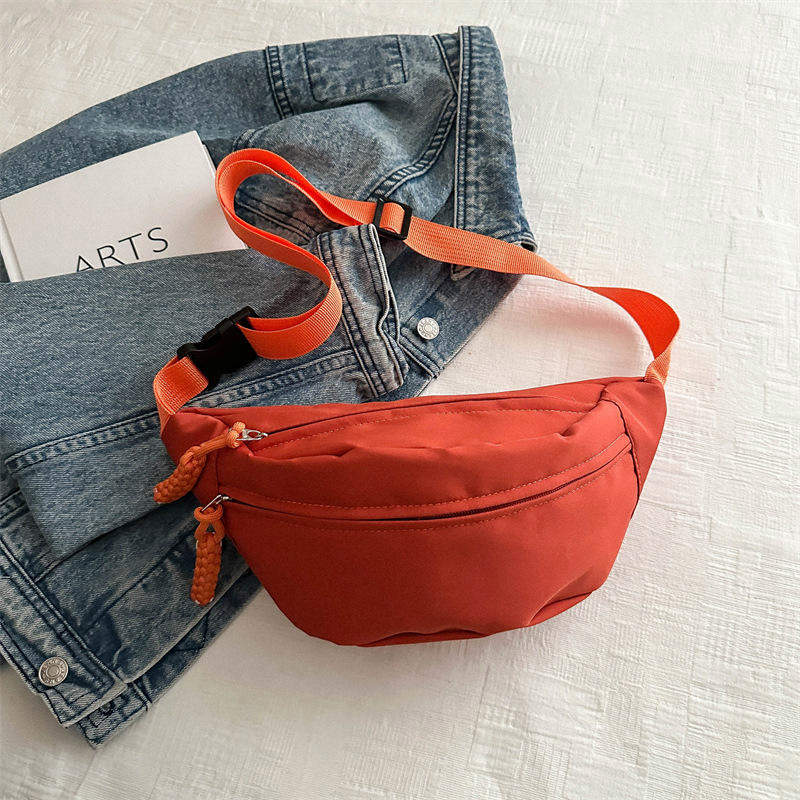 Crossbody Bag Women Casual Bag Spring New Niche Versatile Ins Waist Bag Trendy Sports Kumquat Solid Color Chest Bag