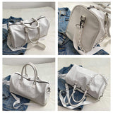 Compatible for Large Capacity Retro Crocodile-Textured Duffel Bag with Adjustable Shoulder Strap, Stylish Gym