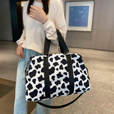 European American Cow Pattern Travel Bag Large Waterproof Polyester Satchel for Women Dry Wet Separation Fitness Fashion Bags