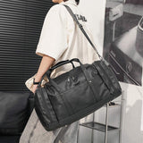 Hot Selling PU Travel Bag with Shoe Compartment Large Capacity Waterproof Weekend Duffel Bag Gym Bag for Men