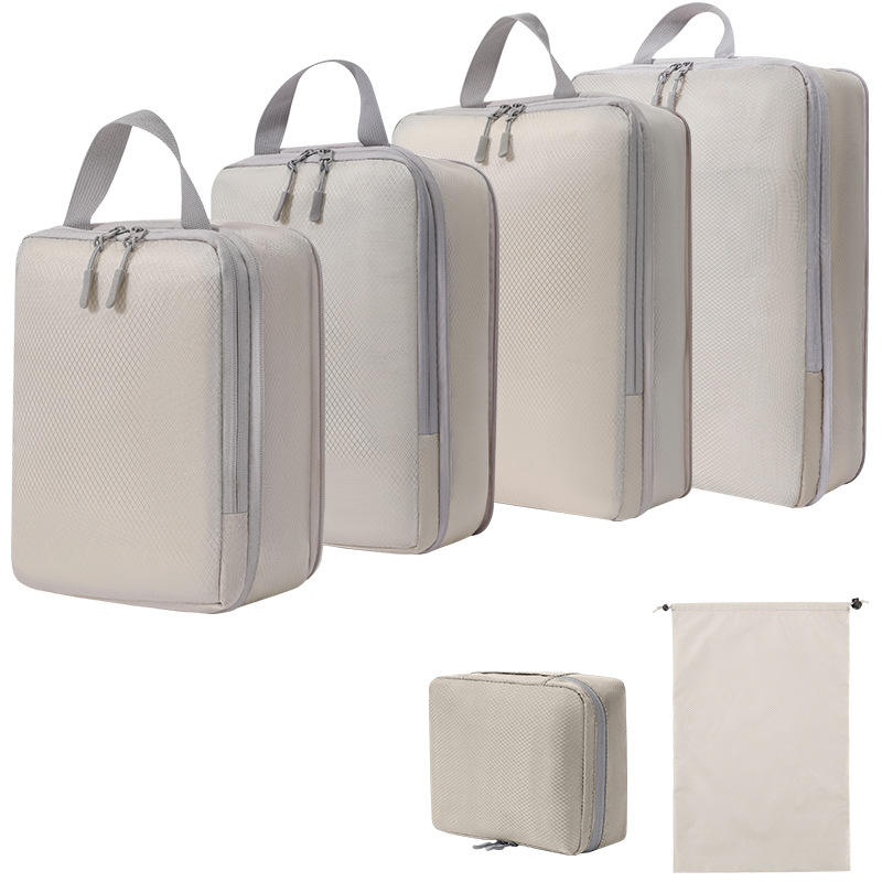 Nylon Cloth Storage Bags with Zipper Sport Fashion Compression Packing System Closure 6-Piece Travel Packing Cubes Organizers