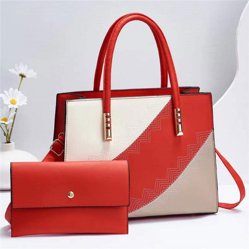 New 2-Pieces of the Mother's Handbags for Ladies Girls Pure Color Handbags Fashion Luxury PU Leather Purses