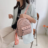 Newest Rivet Ladies Designer Softback Backpacks Leisure Women School Daypack Trendy Knapsack for Teenager Girls