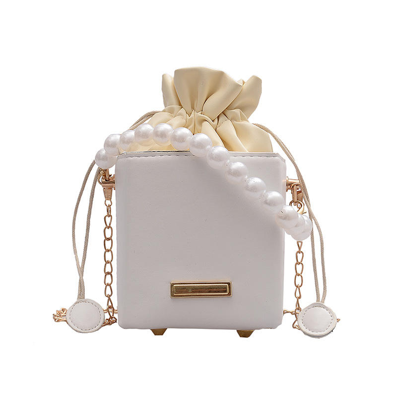 Small Leather Lined Messenger Shoulder Handbag Mini Bolsas Girl Purse Bag 2025 Fashion Women's Pearl Square Bag