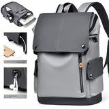 Laptop Business Backpack Unisex Large Capacity Travel Computer Bag Functional Fashionable PU Leather Polyester Travel School Bag