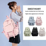 Japanese Retro Graffiti Color Block Backpack for Girls Korean Middle High School Students Fresh Literary Polyester Campus Bag