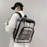 High Quality Custom Logo Printing Waterproof Outdoor Travel PVC Transparent Backpack College School Bag
