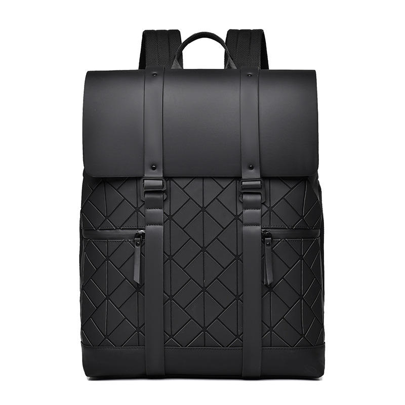Lightweight Men's Business Casual Travel Backpack Large Capacity Waterproof Pu Cloth Work Commuting Computer Backpack Zipper