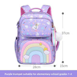 Protection Lightweight for Girls Double Shoulder Bag Waterproof Nylon Backpack for Elementary School Students Grades 3-6 Spine