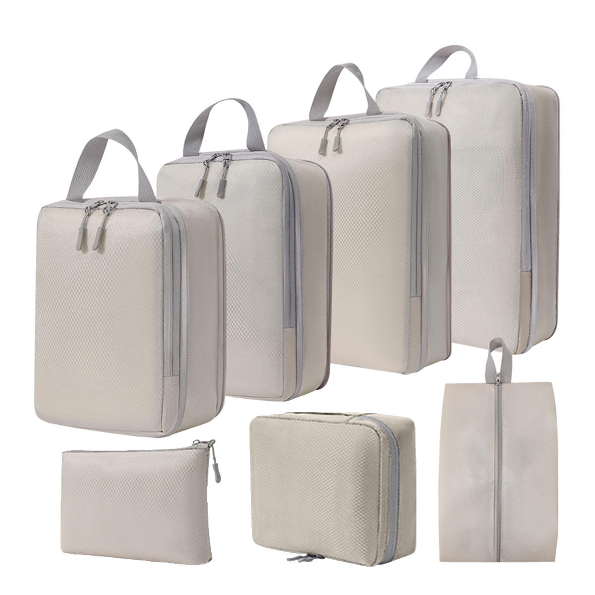 Unisex 7-Piece Travel Bag Set Durable Clothing Organizer Packing Cubes Zipper Stylish Fashionable Luggage