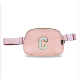 Chic Letter-Print Fitness Waist Bag – Premium Waterproof Nylon Crossbody Sling with Secure Zippered Storage for Modern Gym Use