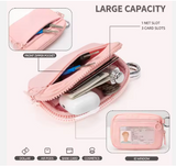 Popular Solid Color Multifunctional Portable Waterproof Clear ID Card Pocket Woman Small Nylon Zipper Money Purse Bag