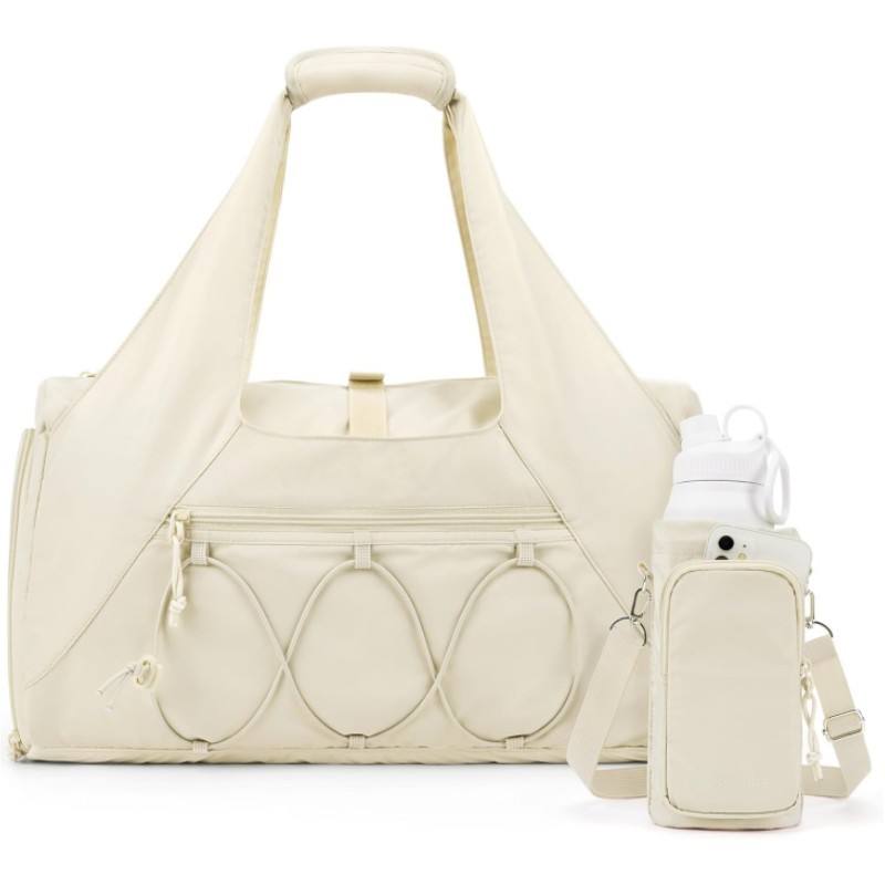 Women's Large Capacity Custom Gym Bag Yoga Water Bottle Travel Polyester Lining Buckle Closure With Shoe Compartment Tote Bag