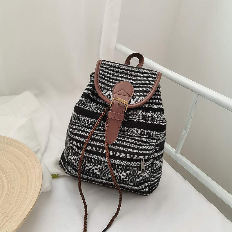 Retro Vintage Design Ethnic Style Bohemia Drawstring Mini Backpack Bag Satchel School Bag for Ladies Women