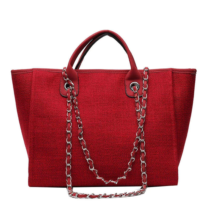 Handbags Shoulder Women Beach Bags Large Capacity Canvas Tote Bag With Chain