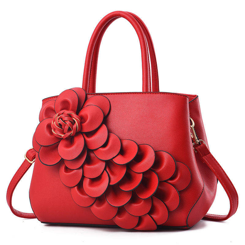 New PU Leather Flower Printed Women's Handbag Fashionable Zipper Closure Carteras Y Bolsos De Mujer for Summer Winter Use