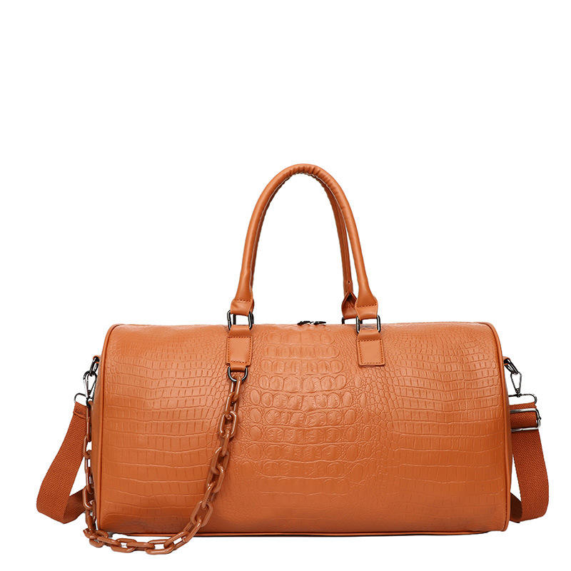 Compatible for Large Capacity Retro Crocodile-Textured Duffel Bag with Adjustable Shoulder Strap, Stylish Gym