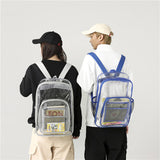 Cross-Border Supply Large Capacity Transparent PVC School Backpack Waterproof with Polyester Lining Sports Bag