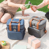 Large Capacity Double Layer Insulated Lunch Bag Waterproof Oxford Material Food Ice Cooler Crossbody Outdoor Picnic Letter