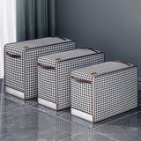 Collapsible Wardrobe Clothes Organizer Storage Box with Handles Zipper Lid Viewable Window Quilt Storage Bag Steel