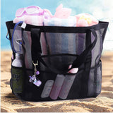 Large Capacity Portable Nylon Cut Mesh Design Shoulder Beach Bag for Beach Bathroom Toy Clothes Washing for Outdoor Use Storage