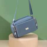 Women's Lightweight Cross-border Nylon Shoulder Bag Simple Fashion Small Square PU Crossbody Wide Messenger Bag