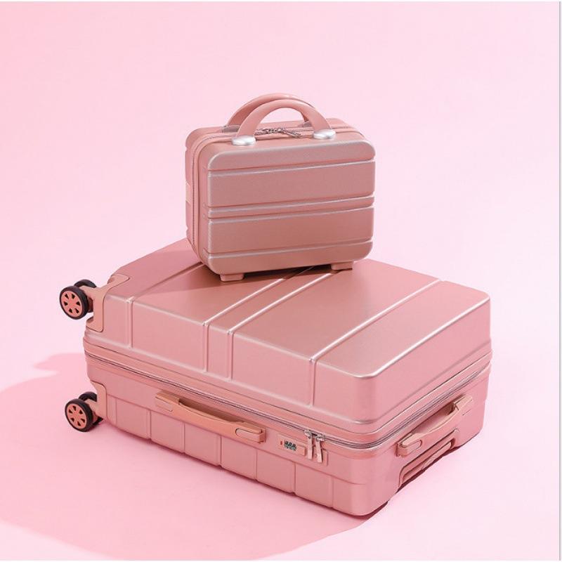 Custom 2-Pieces New Style Unisex Shiny Rose Gold ABS Waterproof Suitcase Zipper Pulls with Lock Personalized Luggage Sets