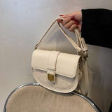 Fashion Acrylic Chain Messenger Shoulder Bag Pu Womens Bags Design Stone Saddle Handbags