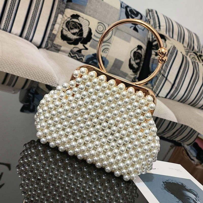 Popular DIY Handmade Solid Color Curved Rhinestone Acrylic Beaded Evening Clutch Bag Fashion Make Up Bag