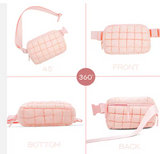 Women's Puffer Quilted Puffy Logo Waist Bag Adjustable Strap Sports Running Bag with Zipper Closure New Cross Body Design