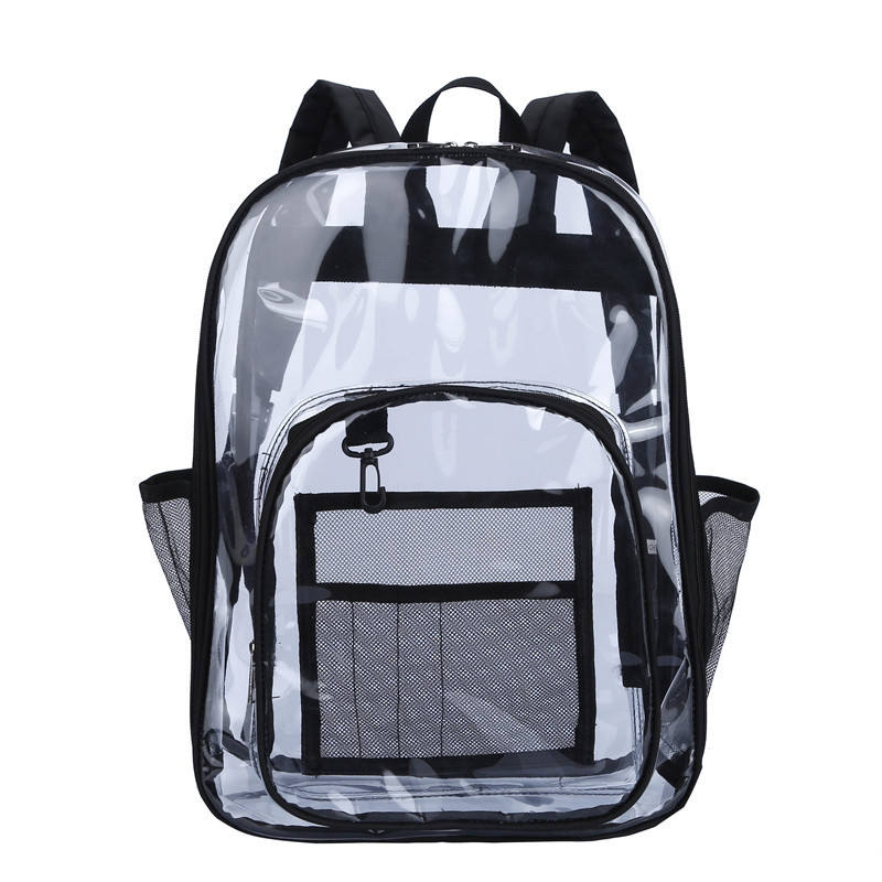 Cross-Border Supply Large Capacity Transparent PVC School Backpack Waterproof with Polyester Lining Sports Bag