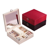 Lady Style with Open Closure Folding Lockable and Mirror Luxury Black PU Leather Glossy Jewelry Organizer Display Gift Box