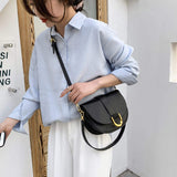 Fashion Trendy Ladies PU Leather Chain Crossbody Saddle Bag Women's Stylish Handbag