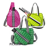 Women Large Custom Sports Puffer Pickleball Tennis Paddle Crossbody Luggage Tote Quilted Pickle Ball Racket Bag