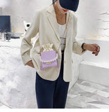 Small Leather Lined Messenger Shoulder Handbag Mini Bolsas Girl Purse Bag 2025 Fashion Women's Pearl Square Bag