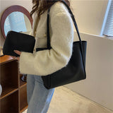 Women's Shoulder Bags Zip Child and Mother Pu Shoulder Bag Pure Color Shoulder Purse Tote Shopping Bag