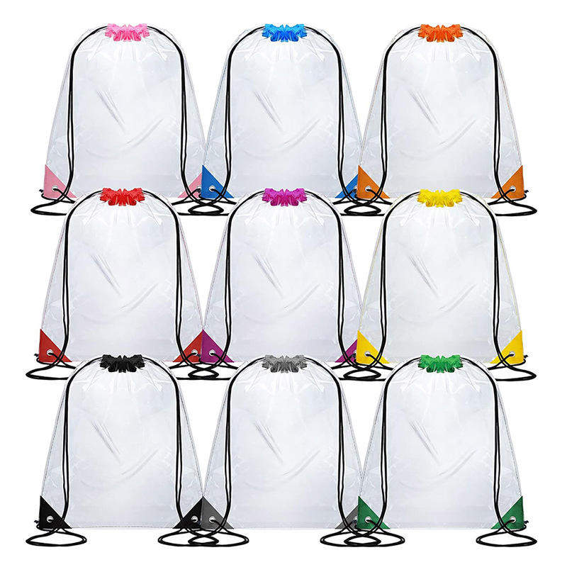 Transparent PVC Drawstring Storage Shoe Bags Dustproof Promotional Gift Backpack Stylish Waterproof Sports Bag