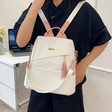 Simple Solid Color Unisex Backpack New Fashion Travel Dual-use Large Capacity Zipper Closure Women's Commuting Casual Schoolbag