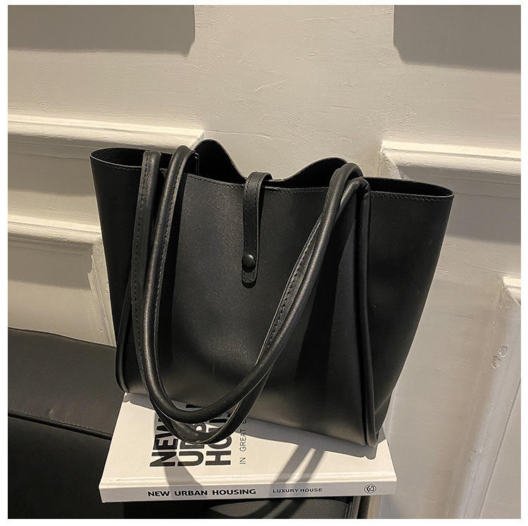 Women's Shoulder Bags Zip Child and Mother Pu Shoulder Bag Pure Color Shoulder Purse Tote Shopping Bag