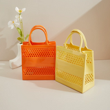 Summer Shopping Basket HandHeld PVC Bag Jelly Bag Large Capacity Storage Candy Color Hollow Easy Wash Dirt-resistant Fashion Bag
