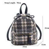 Luxury Chic Japanese Style Female Day Pack Leisure Girl School Knapsack Quilted Shoulder Purses Zipper Plaid Backpack