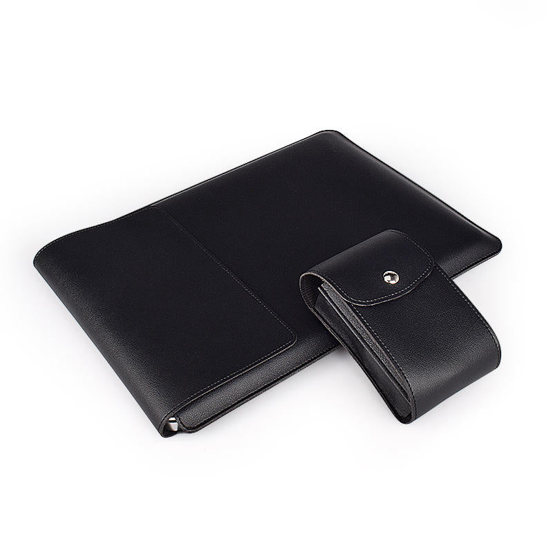Business Computer Bag Laptops Mouse Case Set Pu Waterproof Laptop Bag Leather Sleeve Stand