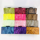 Luxury Elegant Women's Mini Clip Hand Bag Sparkling Acrylic Texture Dazzle Color Clutch for Evening Party Fashionable Sac Main