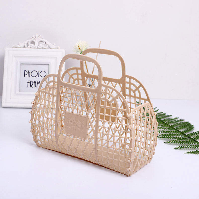 Foldable Plastic Vintage Unisex Letter  Kids Mini Jelly Bag Clear Jelly Tote Bucket Jelly Purses and Bags Handbag