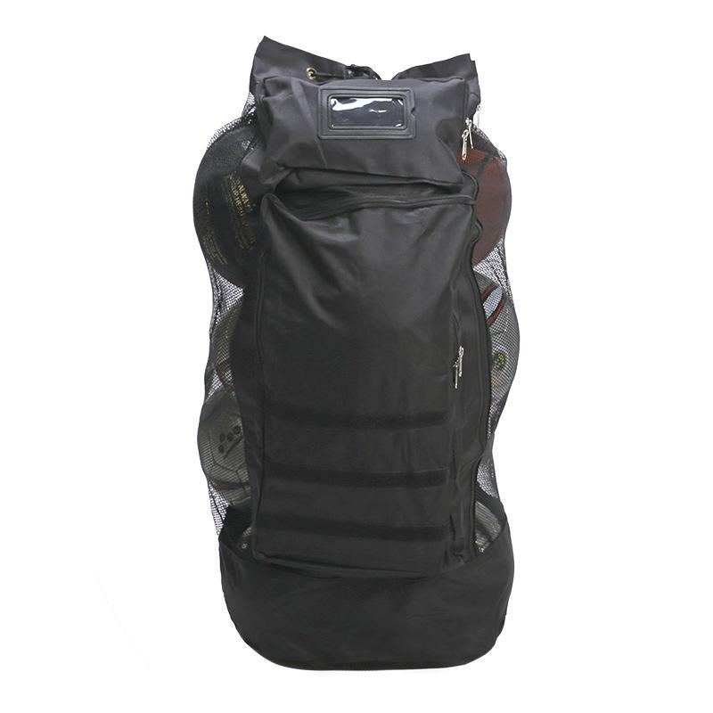 Double Shoulder Polyester Basketball Football Net Volleyball Training Equipment Large Ball Net Storage Bag with Zipper Backpack