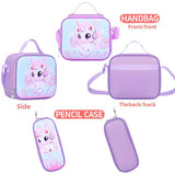 3D Nylon Polyester Fabric Primary School Students Three-piece Children's Drawbar Schoolbag Breathable Waterproof Curved Backpack