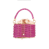 Sequin Mini Tote for Ladies Handheld Logo Style with Unique Pattern New Handmade Hollow Metal Cage Bucket Flannel Evening Bag