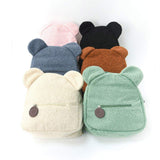 Plush Zipper Backpack Fashionable Casual Ear Little Bear Cartoon Cute Bear Embroidered Name Autumn Winter Children's Backpack