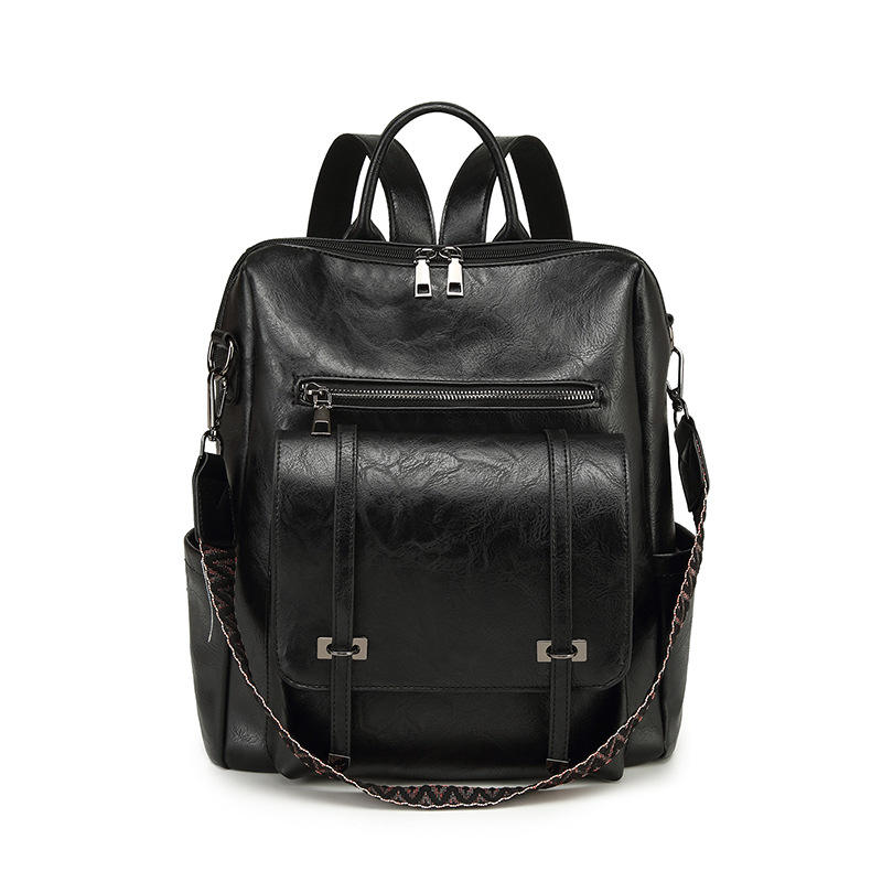 New High Quality PU Soft Leather Shoulder Bag Retro Women's Backpack Large Capacity Commuting Backpack